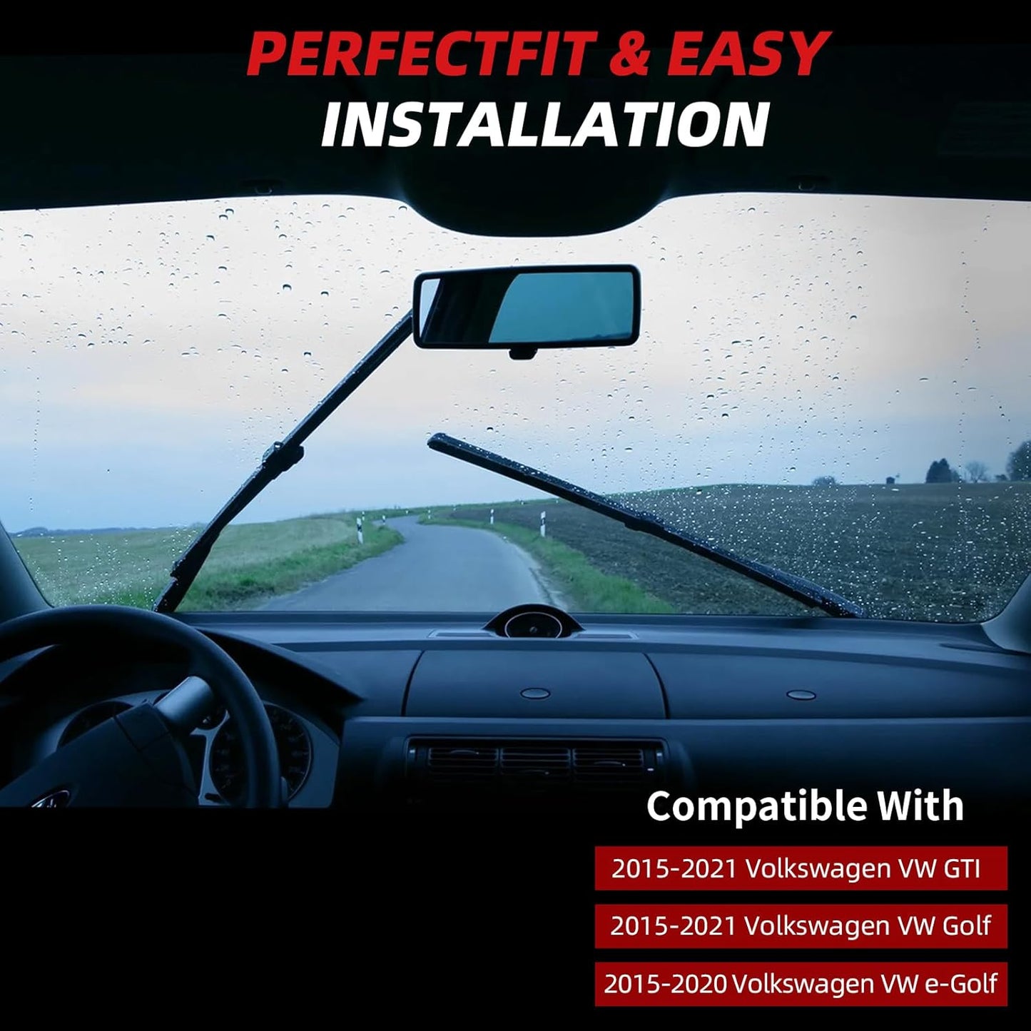 OTUAYAUTO Premium Windshield Wiper Blades - Replacement for Volkswagen VW Golf 15-21, E-Golf 15-20, GTI 15-21, All-Weather Performance, Front and Rear Wiper Blades, Top Lock - 26"+18"+11" (Pack of 3)