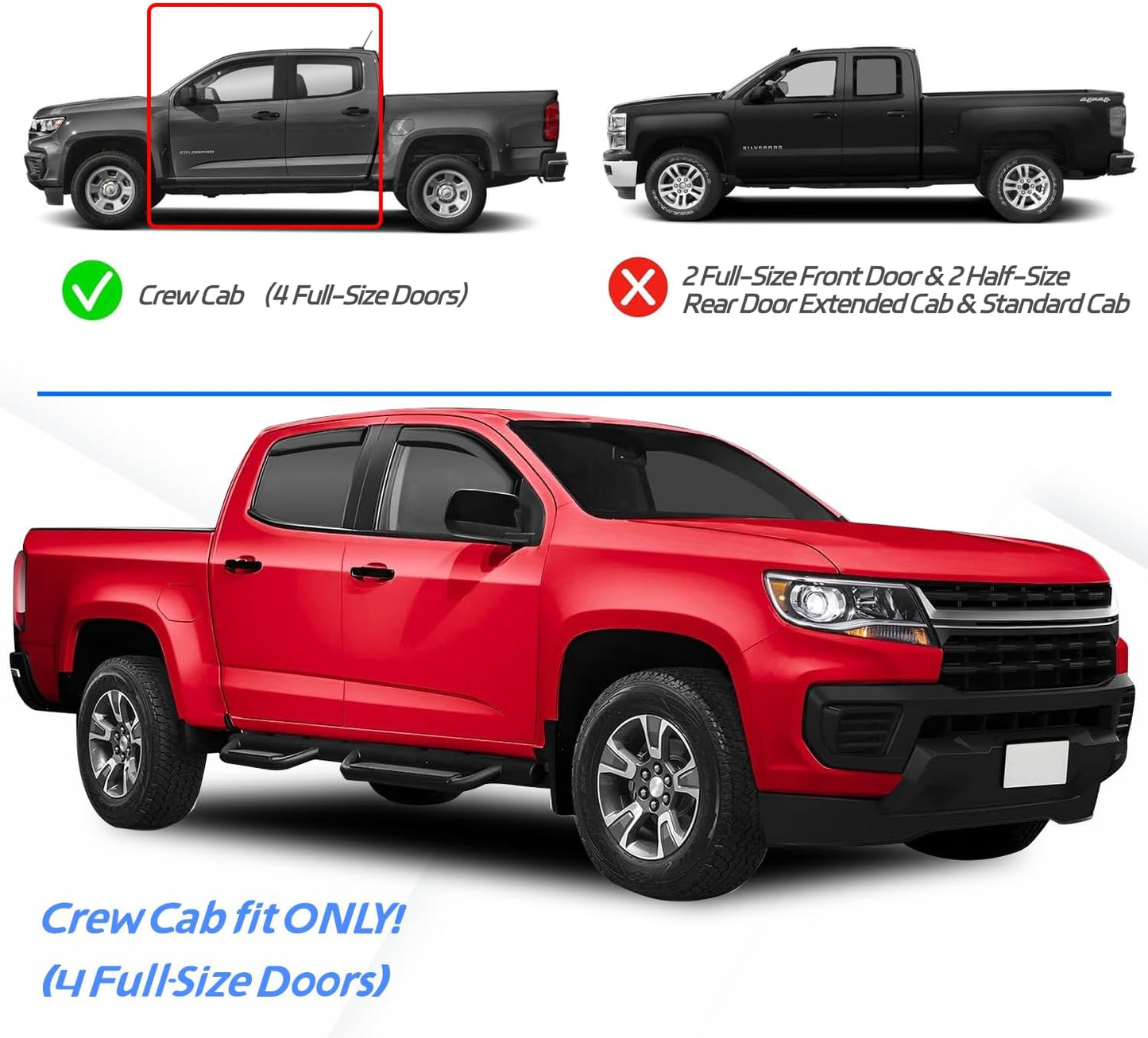 in Channel Rain Guards for 2015-2022 Chevy Colorado/GMC Canyon Crew Cab, Smoke Tinted Side Window Wind Deflectors, Vent Window Visors Shade Shield, 2016 2017 2018 2019 2020 2021