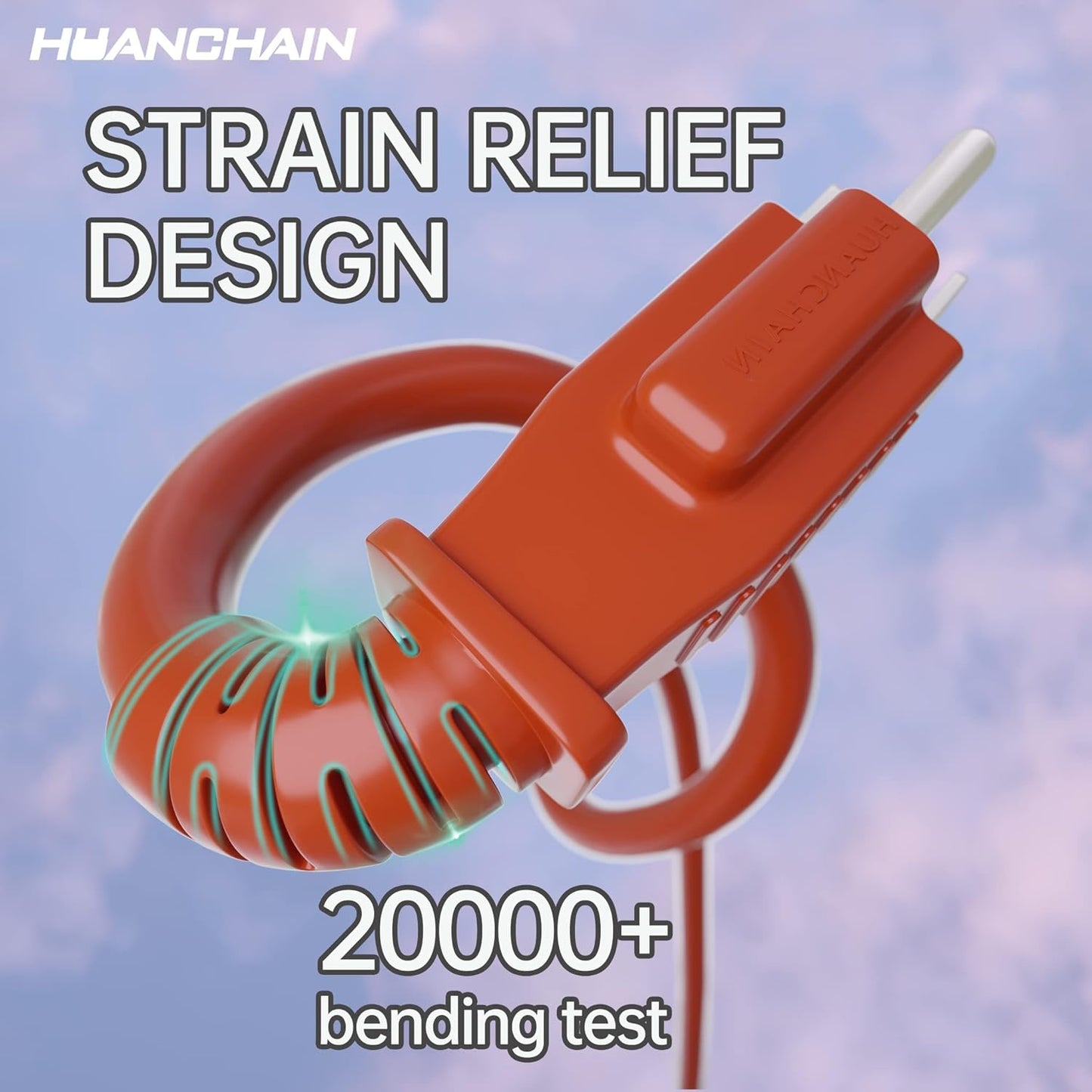 huanchain 75 Foot 16/3 Gauge Outdoor Extension Cord Waterproof, Flexible Cold-Resistant Appliance Extension Cable Outside, 10A 1250W 16AWG SJTW, 3 Prong Heavy Duty Electric Cord Orange, ETL