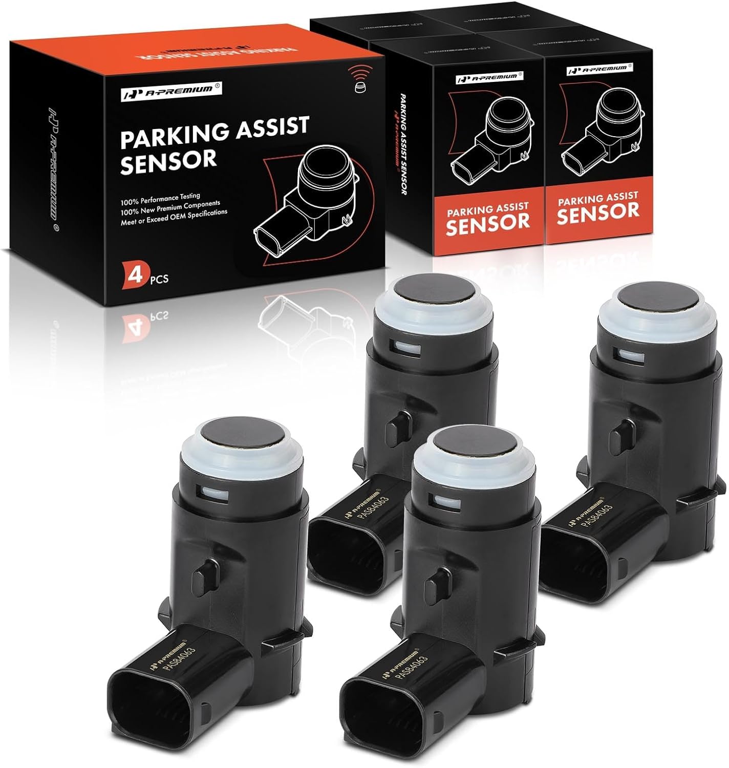 A-Premium 4-PC Rear PDC Reverse Backup Parking Aid Assist Sensor Compatible with Ford and Lincoln Models - F-150 F150 2009-2014, Mark LT 2010-2014, Replace# 9L3Z-15K859-D