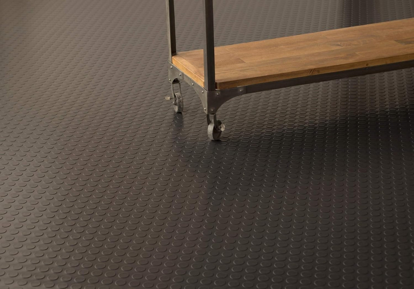 G-Floor Large Coin Pattern Vinyl Garage Floor Protector Mat (5' x 10', Slate Grey), Extremely Durable, Waterproof Parking Pad and Flooring