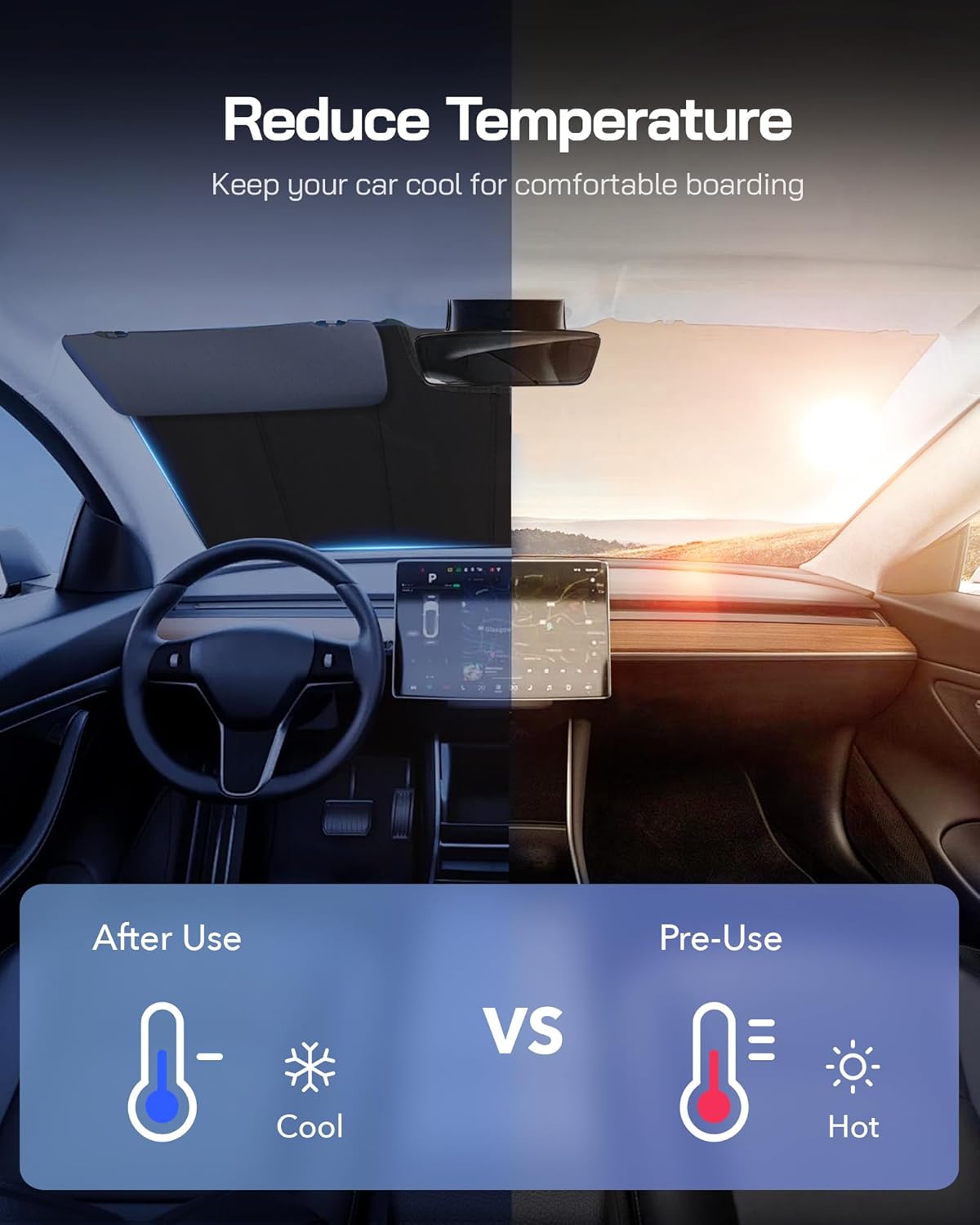 Windshield Sun Shade for Acura RDX 2013-2018,Front Window Sunshade,6 Layers Sun Shield,Block UV Rays Dashboard Shield,Insulation Sun Shade Accordion Fold