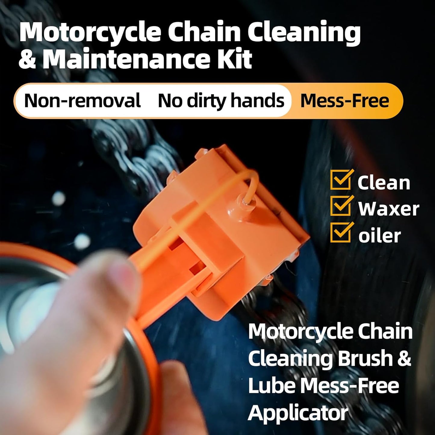 Motorcycle Chain Cleaning Kit, Bike Chain Oiler, Chain Lube Tool Kit for Motorsport Motorcycle, Bike Chain Cleaner, Streetbike Chain Oiler, (Applicable Sizes Include 428, 520, 525, 530 Chains)