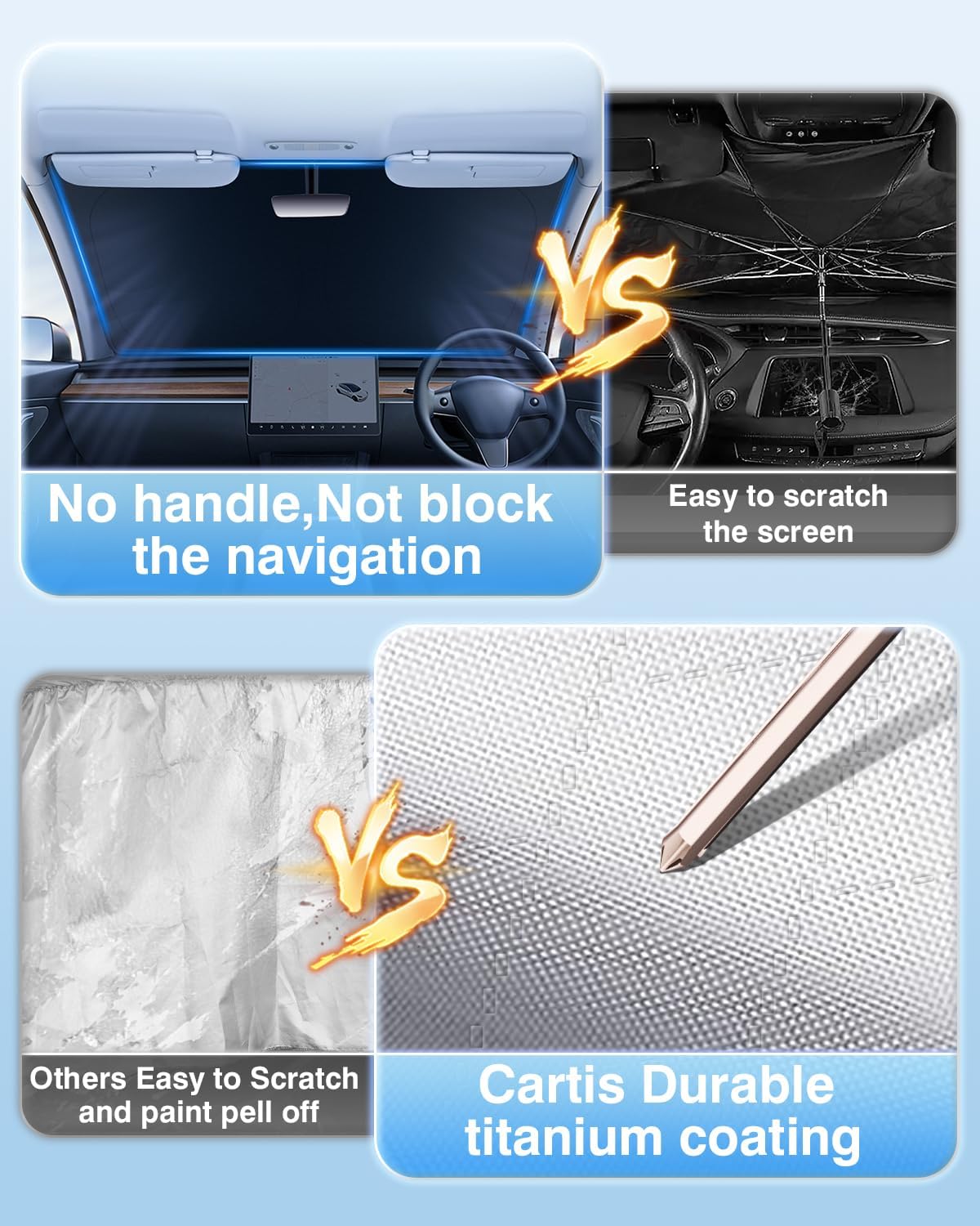 Cartist 5-Layer Windshield Sun Shade Custom Fit for Chevrolet Tahoe 2021 2022 2023 2024 Accessories Foldable Car Front Window Sunshade Sun Visor Protector