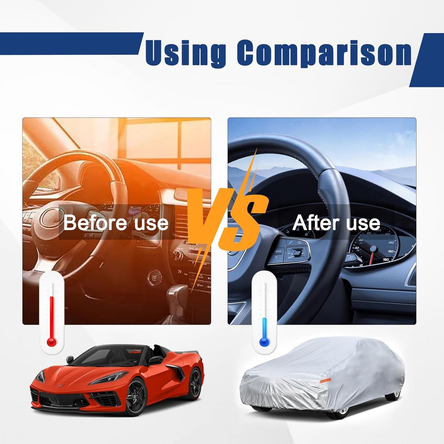 Kayme 6 Layers Car Cover Custom Fit for Chevrolet Corvette C4/C5/C7/C8 Coupe Convertible Targa (1980-2025) Waterproof All Weather for Automobiles, Outdoor Full Cover Rain Sun UV Protection.Silver