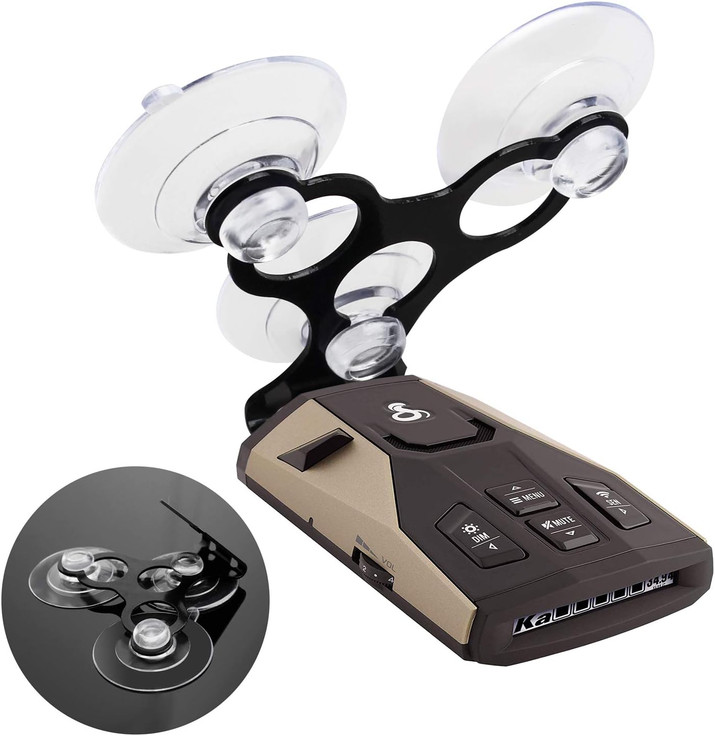 Windshield Suction Cup Mount Holder Compatible with Cobra Radar Detectors Cobra RAD 450, 8-Band, ESD-6100, ESD-7000, XRS-9300, PRO-9780 and All Recent Models (Bracket & 6 Suction Cups)