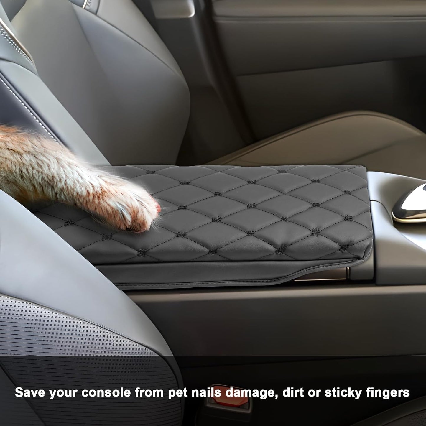 SXCY for 2023 2024 2025 Toyota Crown Signia Armrest Cover Pad for Toyota Crown Signia Accessories 2025 Crown Signia Center Console Cover Cushion 2025 Crown Middle Console Cover (w/Argyle&Black Dots)