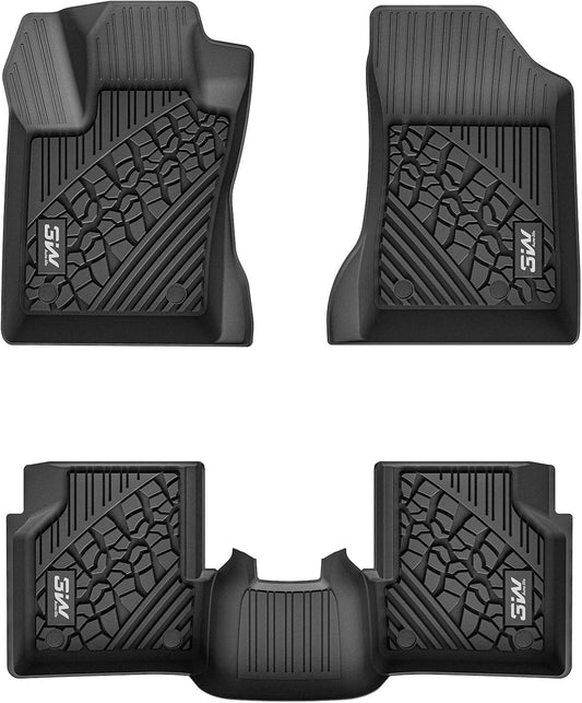 3W Floor Mats Fit for 2017-2025 Jeep Compass, TPE All Weather Custom Fit First and Second Rows Full Set Car Mats, Black
