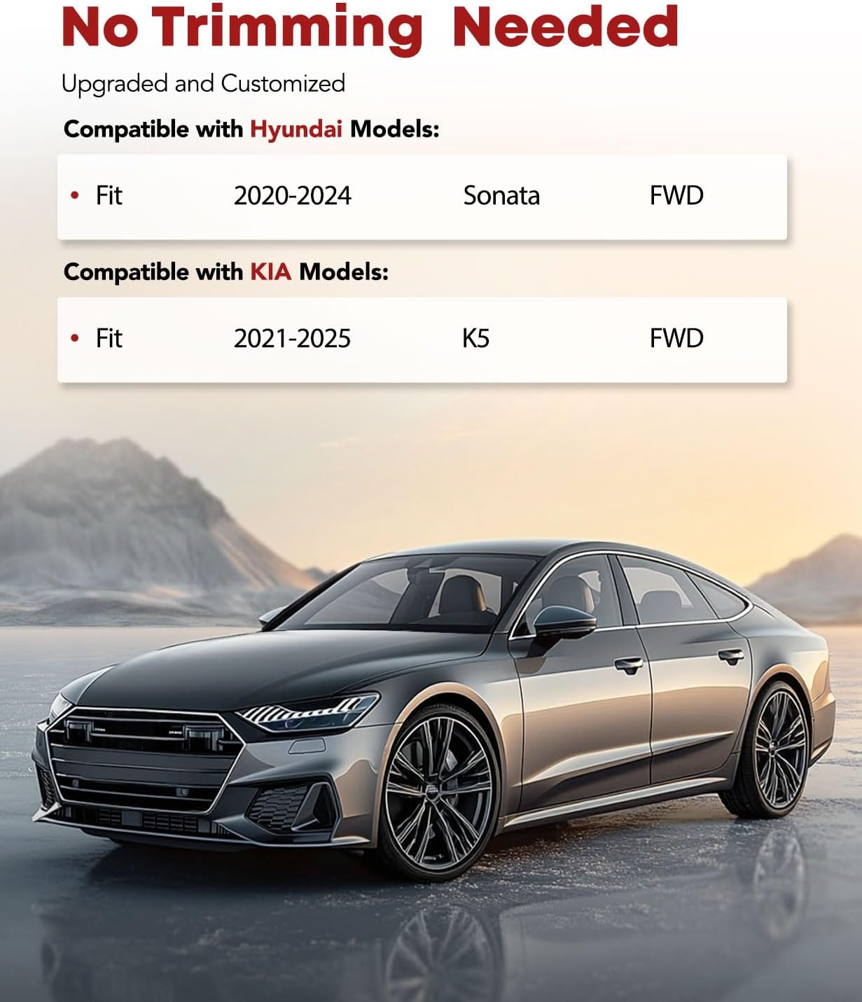 YHTAUTO Floor Mats Fit 2020-2024 Hyundai Sonata & 2021-2025 Kia K5 FWD, TPE All Weather Car Mats Waterproof Anti-Slip Odorless Floor Liner, Interior Car Accessories Front & 2nd Row Liner 2.5MM