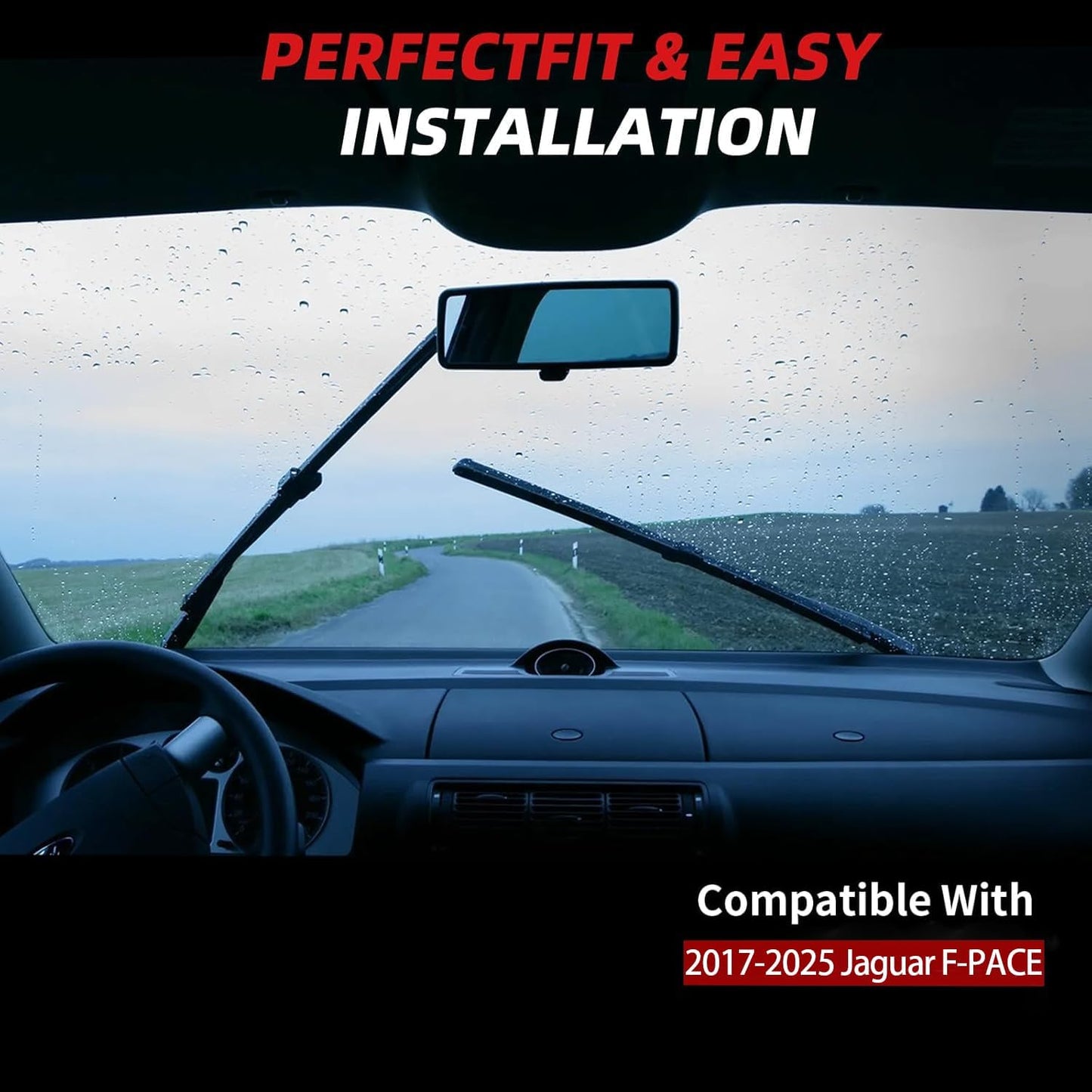 OTUAYAUTO Windshield Wiper Blades - Replacement for Jaguar F-PACE 2017-2025, Front and Rear Wipers Set, Top Lock - 26"+19"+13" (Pack of 3)