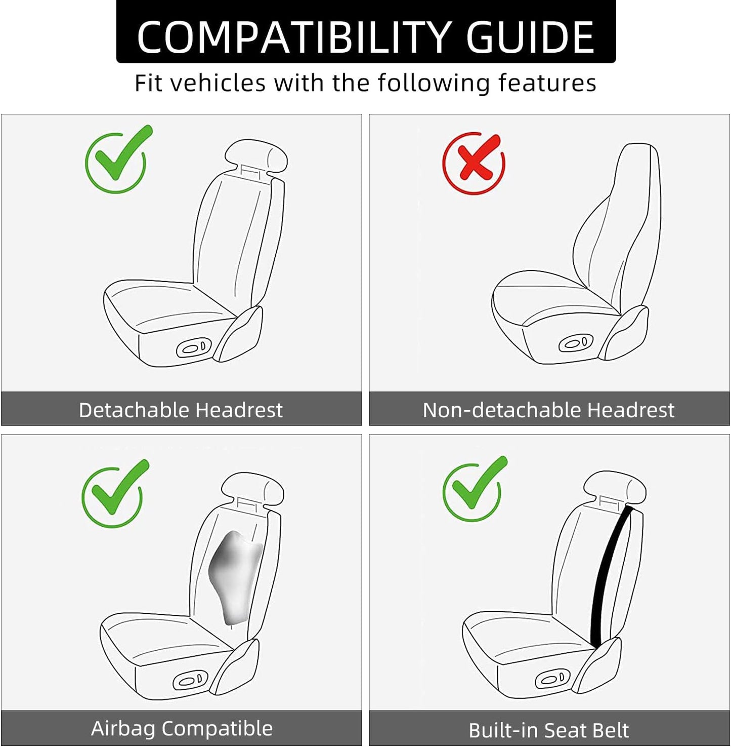 2 Pack Leather Front Car Seat Covers, Universal Sideless Car Seat Protectors with Storage Pocket and Seat Belt Pads, Waterproof Automotive Seat Cover for Cars Trucks SUV(Purple)