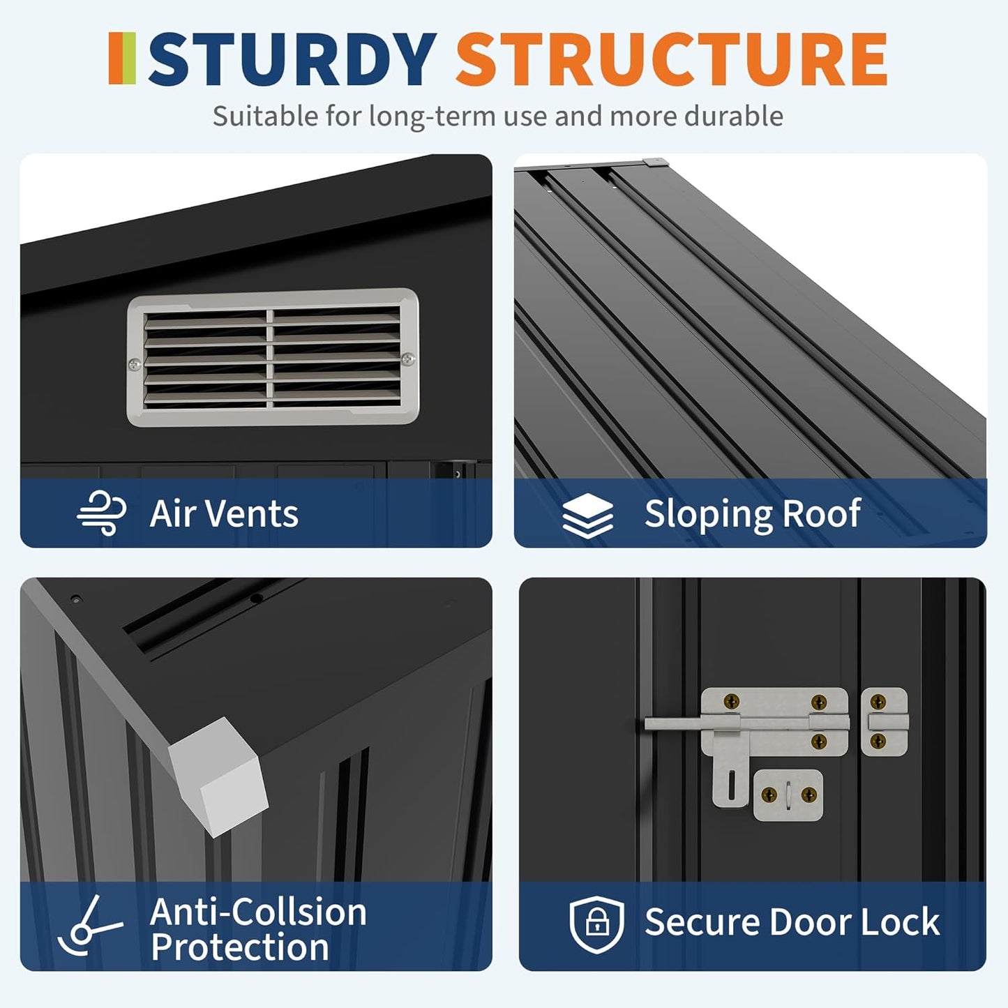 4' x 8' Outdoor Lean to Storage Sheds Outdoor, Heavy-Duty Lean to Garden StorageShed, Metal Wall Side Bike Shed & Outdoor Storage