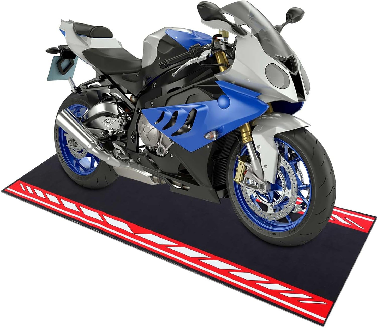 Motorcycle Mat 78 x 31 Inch Garage Floor Rug Washable Parking Mats for Garage Floors Non Slip Oil Absorbent Pad Rubber Backing Layer Protects Floor from Spills Drips Stains(Bright Style)