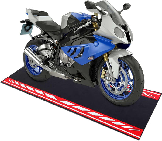 Motorcycle Mat 78 x 31 Inch Garage Floor Rug Washable Parking Mats for Garage Floors Non Slip Oil Absorbent Pad Rubber Backing Layer Protects Floor from Spills Drips Stains(Bright Style)