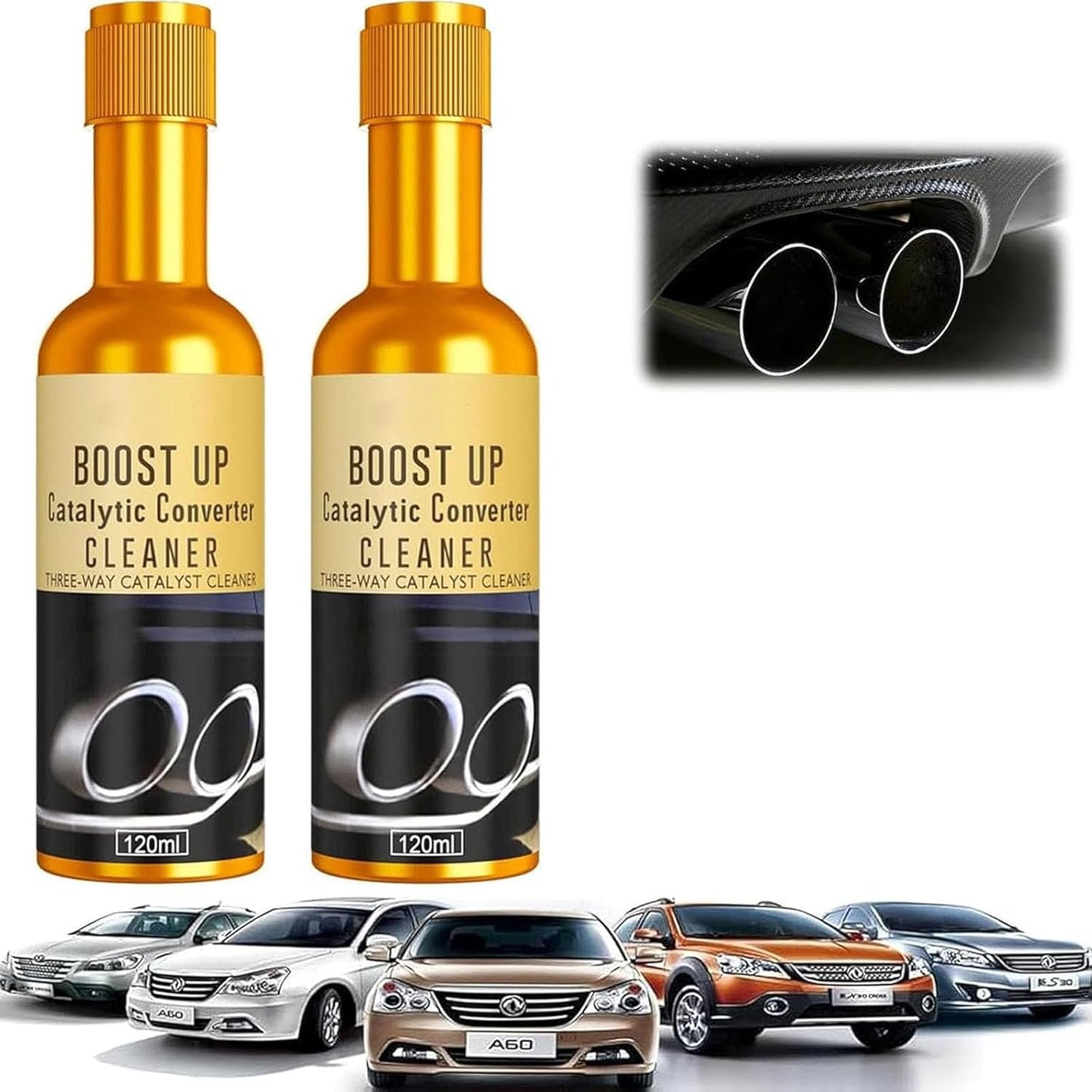 2Pcs Catalytic Converter Cleaner, Auto Parts Engine Auto Parts Engine Cleaner, Pipe Carbon Removal Cleaner Treatment Additive Oil, Fuel System Treatment Oil Additive for Gas and Diesel Car (120 ml)