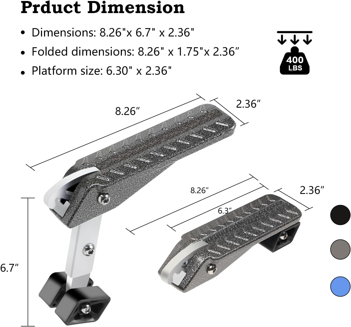 COWVIE Foldable Car Door Step Stand Pedal - Access to Vehicle's Roof Both Feet Wider Stand Pedal for Most SUV Truck Jeep, Max Load 400 Lbs