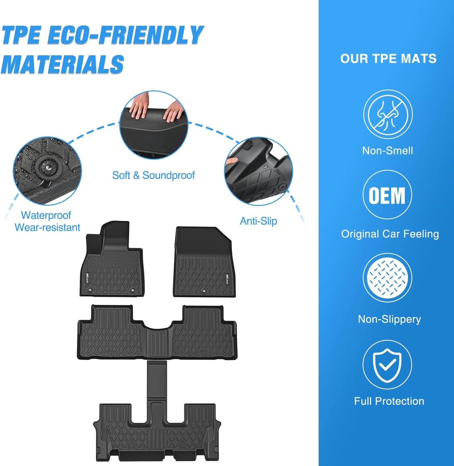 Nilight TPE Floor Mats for 2020 2021 2022 2023 2024 2025 Hyundai Palisade with Bucket Seats,All Weather Custom Fit Heavy Duty Floor Liners