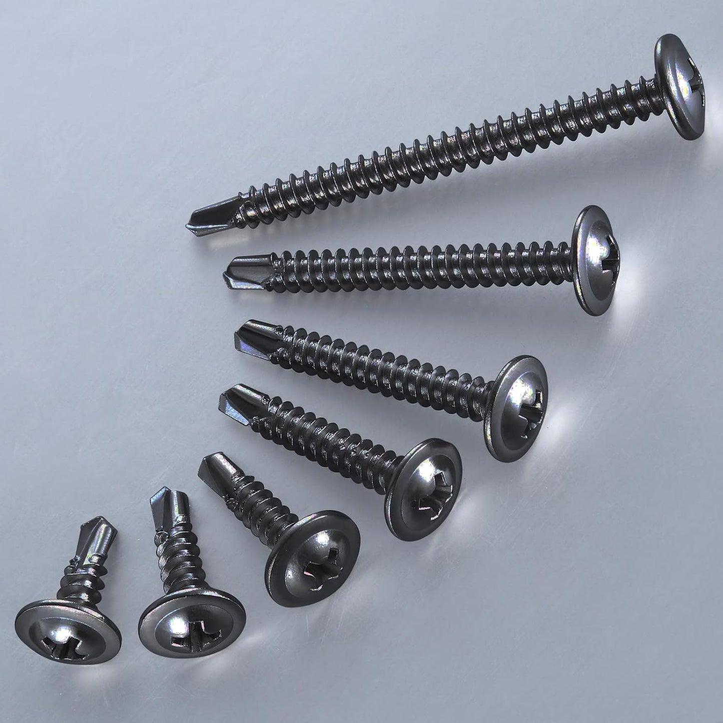 (300Pcs)#8×3/4” for Sheet Metal Self-Tapping Screws 410 Black Stainless Steel Truss Head High-Strength Quick Tapping