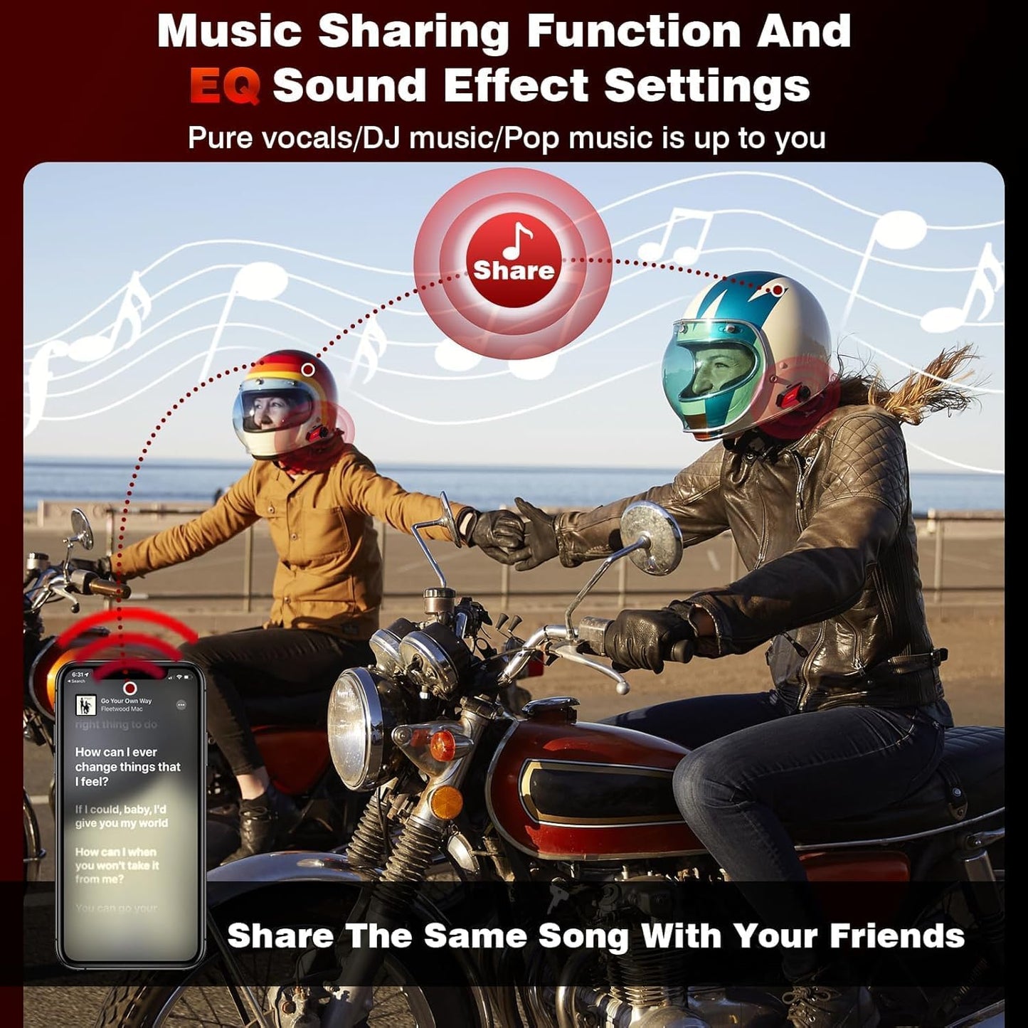 Motorcycle Helmet Headset 8 Riders Communication System X8 Intercom with Music Sharing/HiFi Sound/3 EQ Music Modes/DSP&CVC Noise Cancellation/IP67/FM Radio/Wake up Siri (2 Pack)