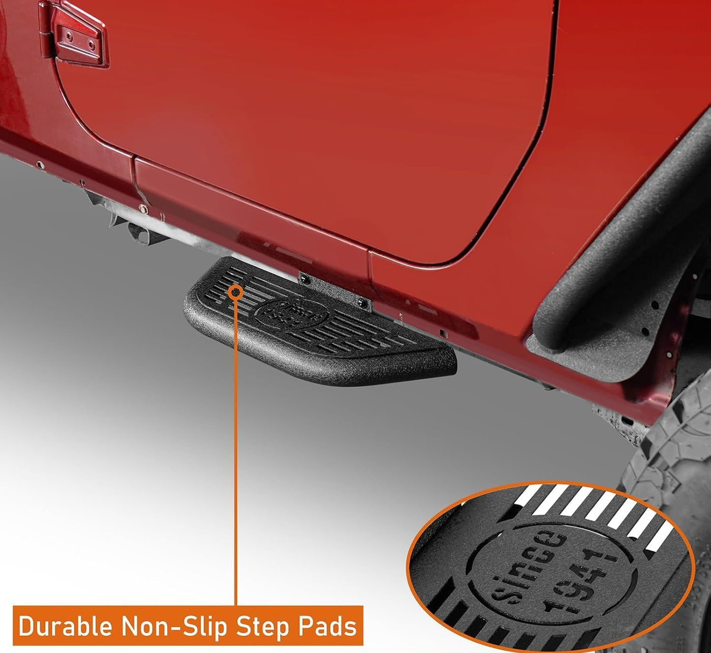 u-Box JK Running Boards 2-Door Side Hoop Door Steps for 2007-2018 Jeep Wrangler JK 2-Door, Light Weight Nerf Bars Front Door Steps(2PCS Steel Side Steps)