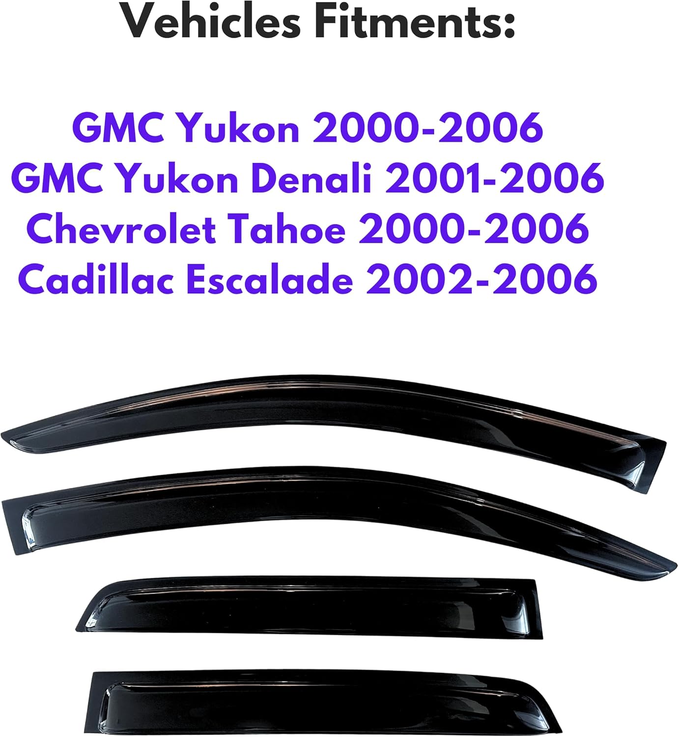KPY Window Visor Compatible with Chevy Chevrolet Tahoe & GMC Yukon 2000-2006, Vent Visors Deflectors for 2002-2006 Cadillac Escalade, Rain Guard 2000 2001 2002 2003 2004 2005 2006 (NOT for Yukon XL)