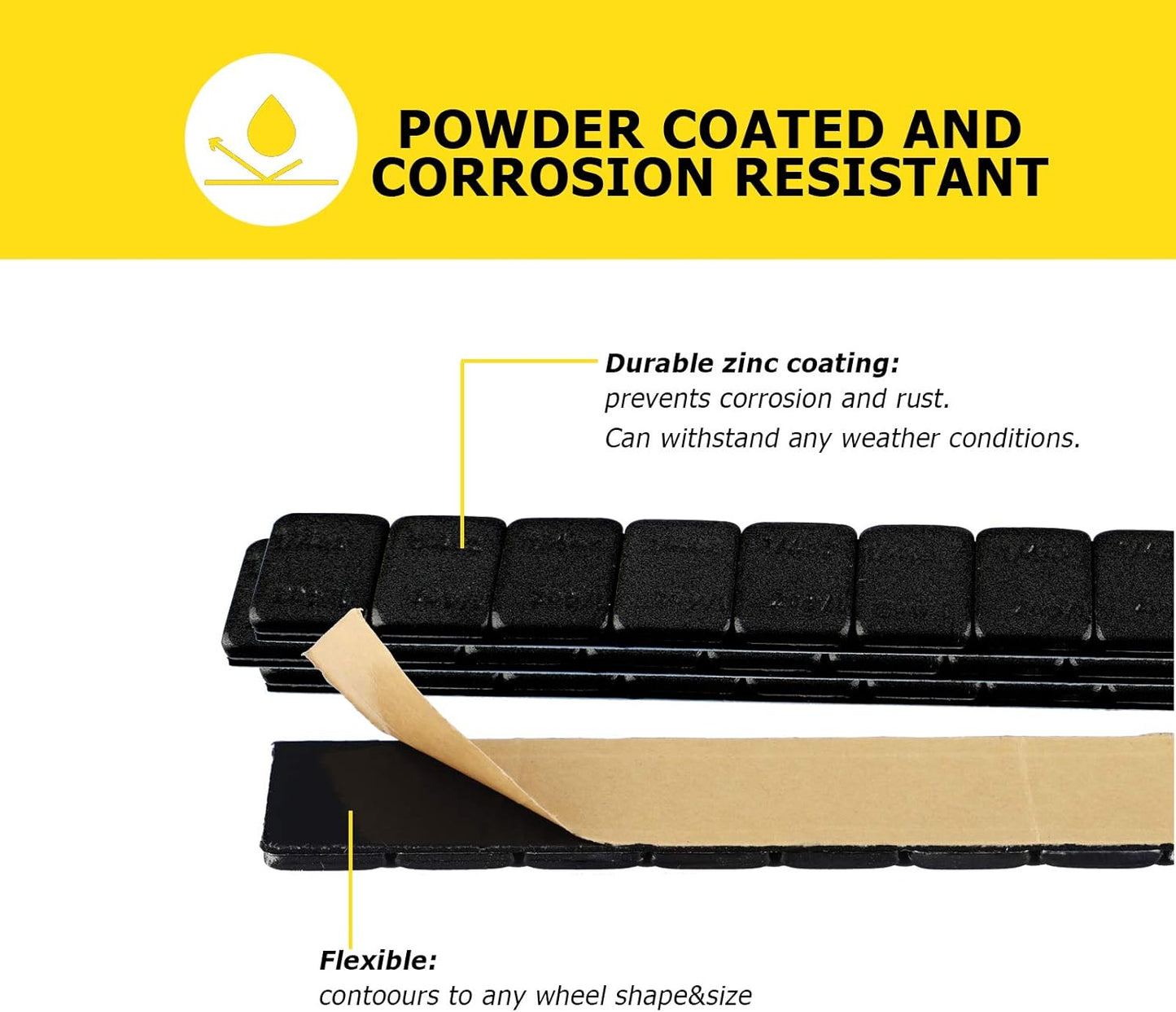 YIZBAP Wheel Weights Black 1/4oz, 72 oz/Box, 288pcs, with Strong Black Adhesive. 0.25 Ounce Stick on Wheel Weights for Cars, Trucks, SUVs, Motorcycle and Others