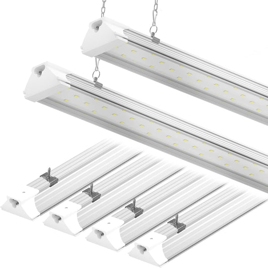 6 Pack LED Shop Light 4FT 60W, 8700LM Linkable Utility Garage Lights 5000K Daylight White Hanging/Mounted, Super Bright Under Cabinet Light