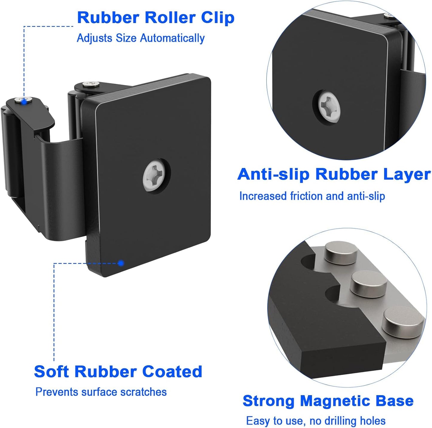 Strong Magnetic Mop Broom Holder, 2 Pack Heavy Duty Magnetic Mop Hanger for Refrigerators, Magnet Wall Mount Broom Holder Tool Storage for Laundry Room Garage Kitchen Workshops Metal Shed