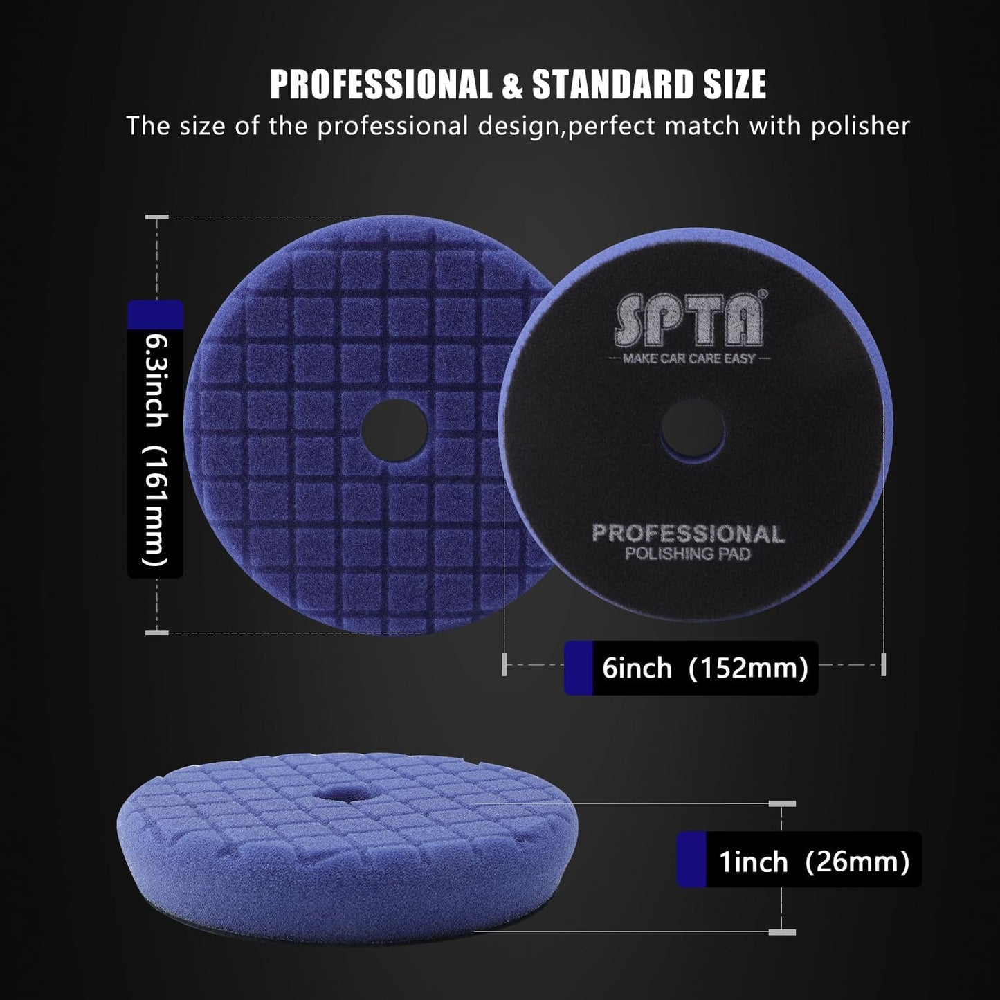 SPTA Buffing Polishing Pads Kits, with 3Pcs 6.5 Inch Polishing Pads,16oz Polishing Pad Cleaner, 2 Microfiber Towel and 1 Pad Cleaning Brush, All for Car Buffer Polisher, Polishing and Buffing