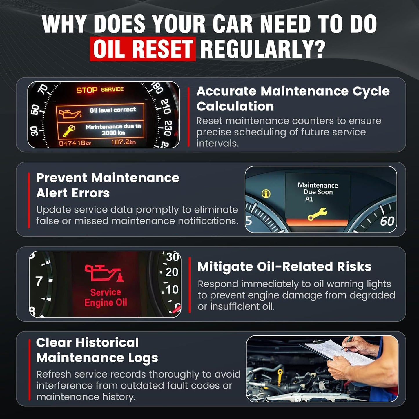 BOSSCOMM IF740 OBD2 Scanner, 4 Systems ABS/SRS/Transmission/Check Engine Code Reader Scan Tool with Oil＆Throttle Resets, Car Scanner Diagnostic Tool for All Cars, Easy to Use, Lifetime Free Update