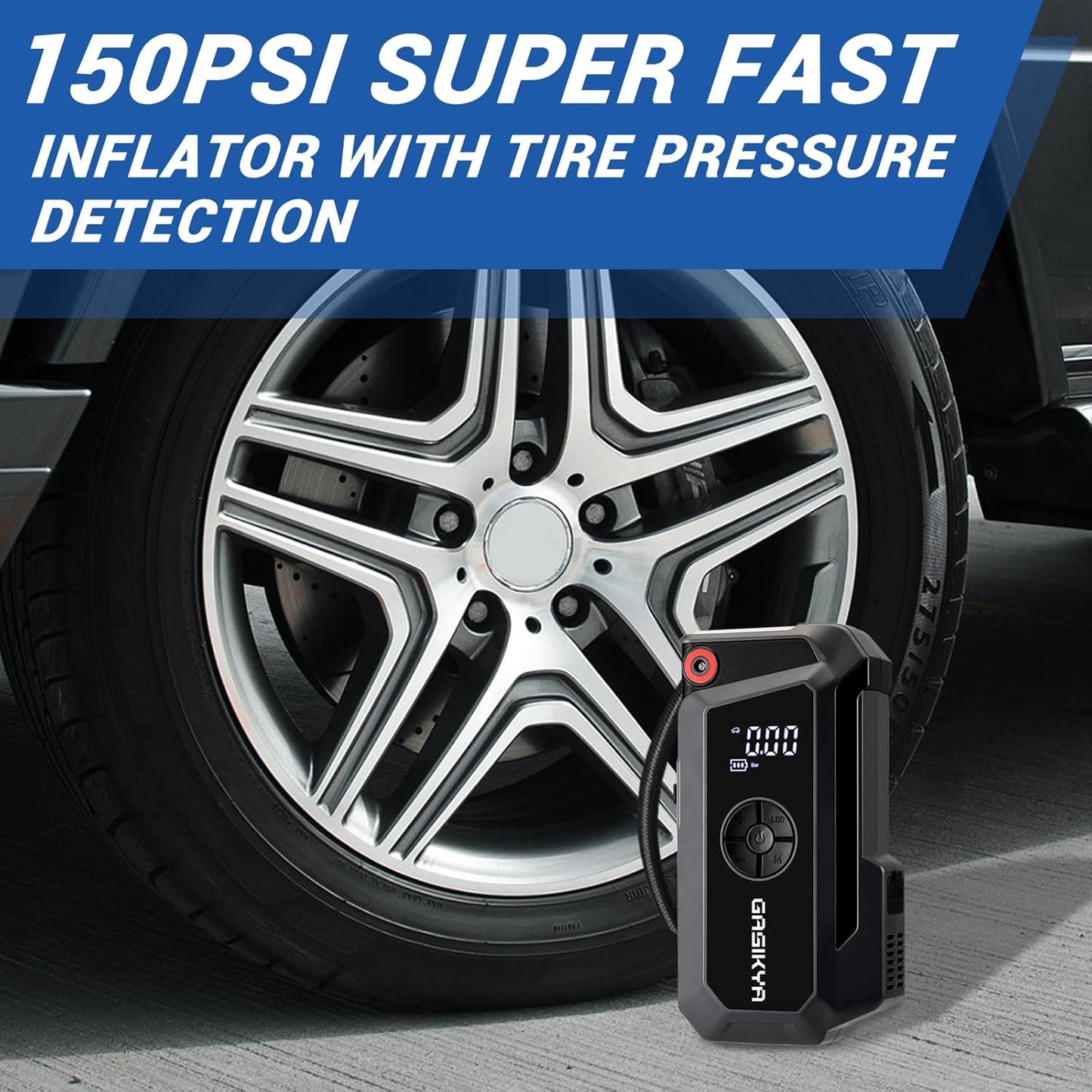 TM16K2 Car Jump Starter 8000A Jump Starter Battery Pack for Up to 6.0L Gas and 4.0L Diesel Engines, 29.6Wh Portable 12V Jump Box with USB Ports, LCD Display, Storage Case, and LED Light