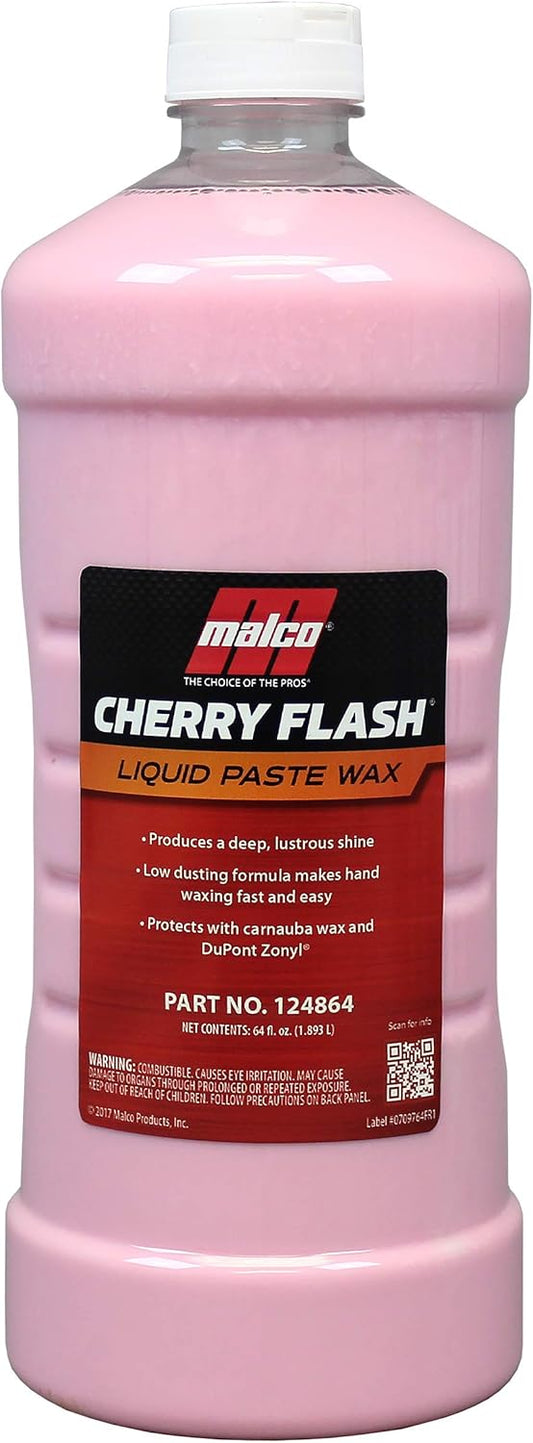 Malco Cherry Flash Automotive Liquid Paste Wax – Protect & Shine Your Vehicle/Easiest Way to Hand Wax Your Car/Lasting Gloss & Protection For Cars, Trucks, Boats, and Motorcycles / 64 Oz. (124864)