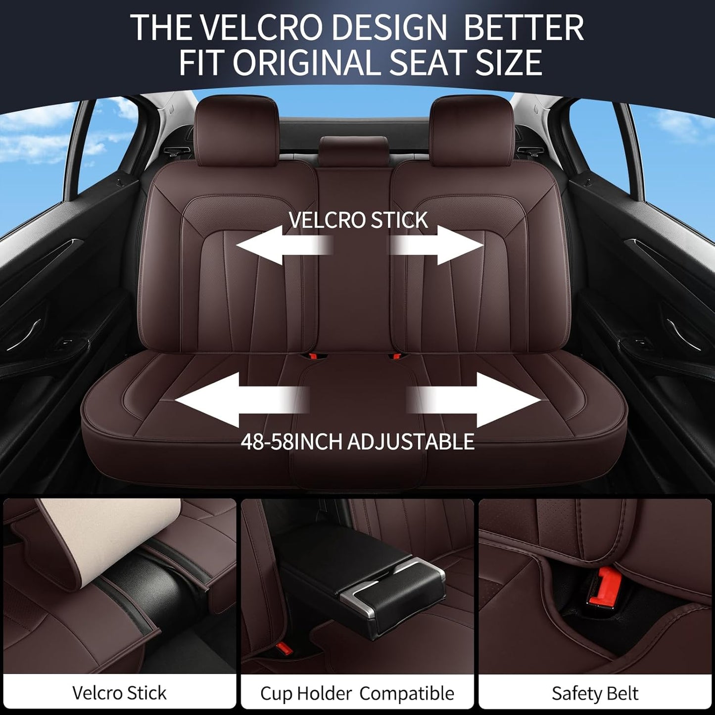 Leather Car Seat Covers,Brown Seat Covers for SUV,Sedans and Trucks,Waterproof and Breathable Automotive Front and Rear Seat Covers,Luxury Car Seat Protectors,Universal Car Seat Cushions