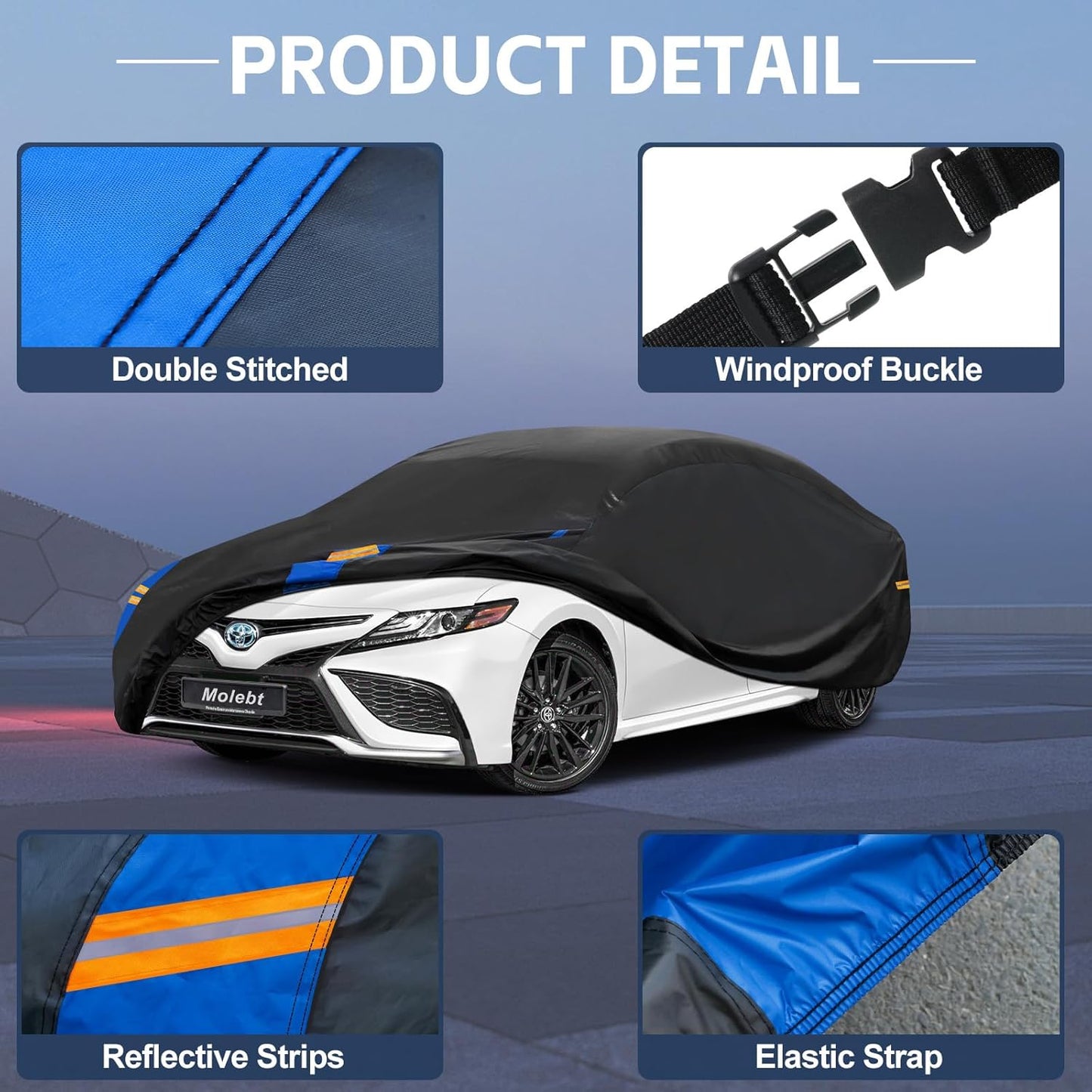 Car Cover Waterproof All Weather for Automobiles, Full Exterior Covers for Sedan & Coupe (166-178 inch) Universal Fit for BMW Z4, Prosche 718 Boxster, etc. Rain Winter Sun Snow Protection.