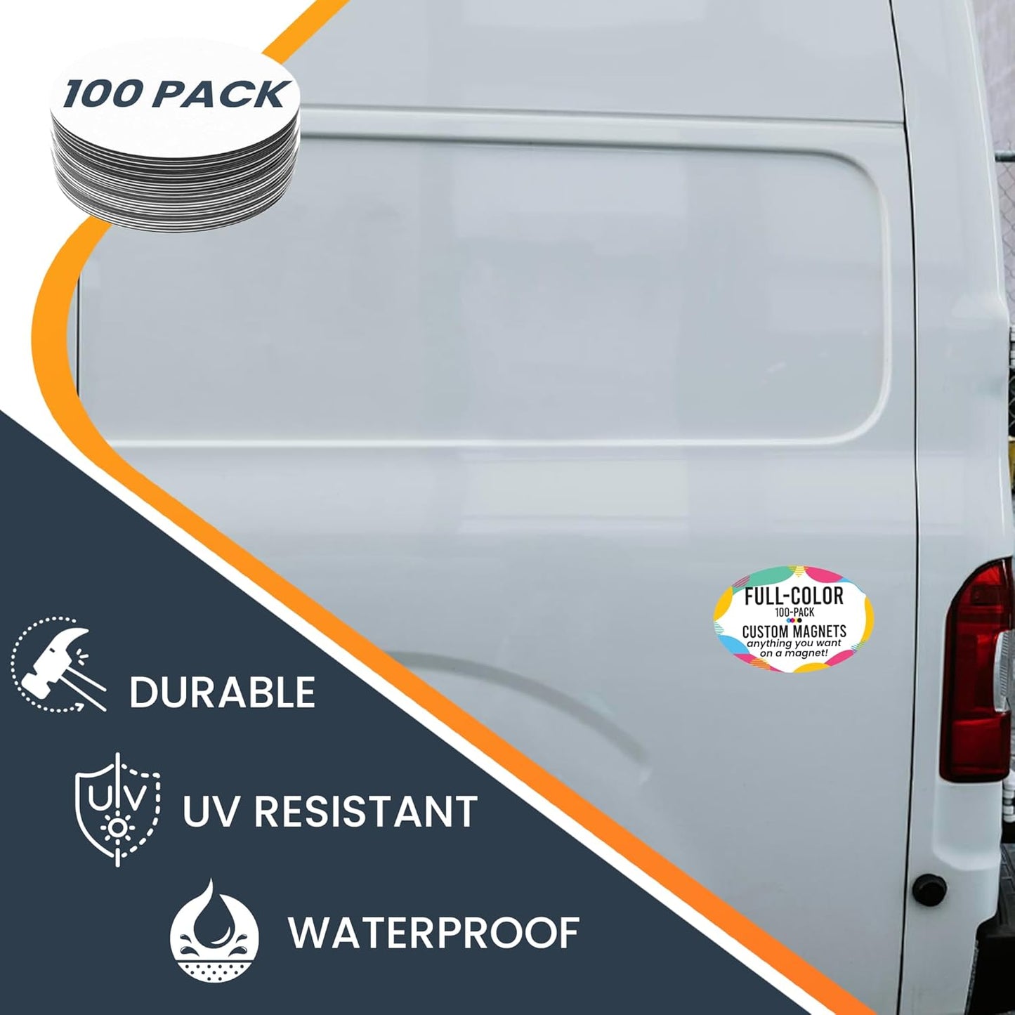 Magnet Me Up Customizable 4x6 Inch Oval Magnet Pack, 100 Piece, Custom Magnet for Businesses, Personal Use, Choose Your Text, Upload Image, Magnetic Vinyl for Any Magnetic Surface, Crafted in USA