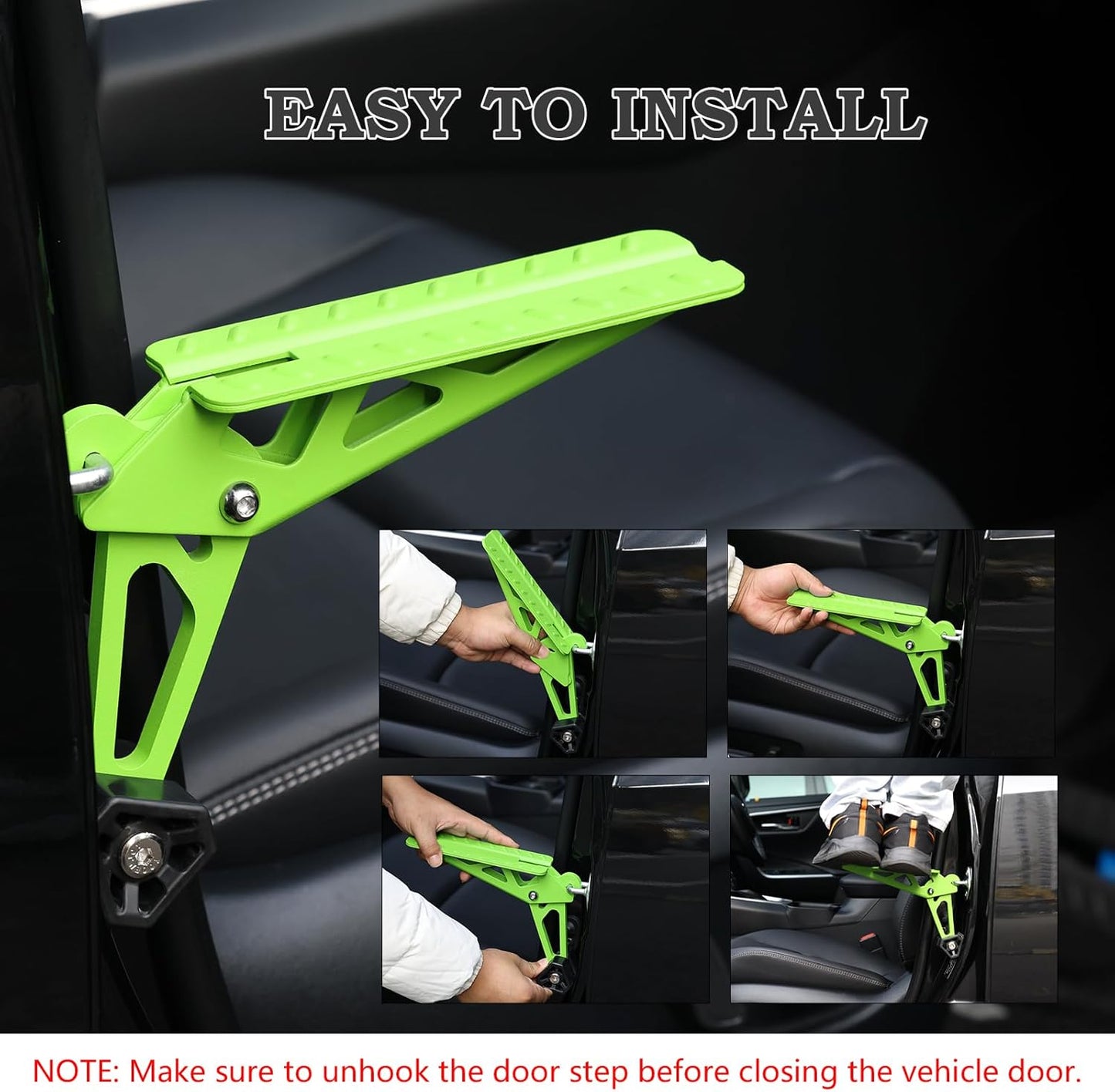 COWVIE Foldable Car Door Step Stand Pedal - Access to Vehicle's Top Roof Both Feet Stand Pedal Ladder for Most SUV Truck Green