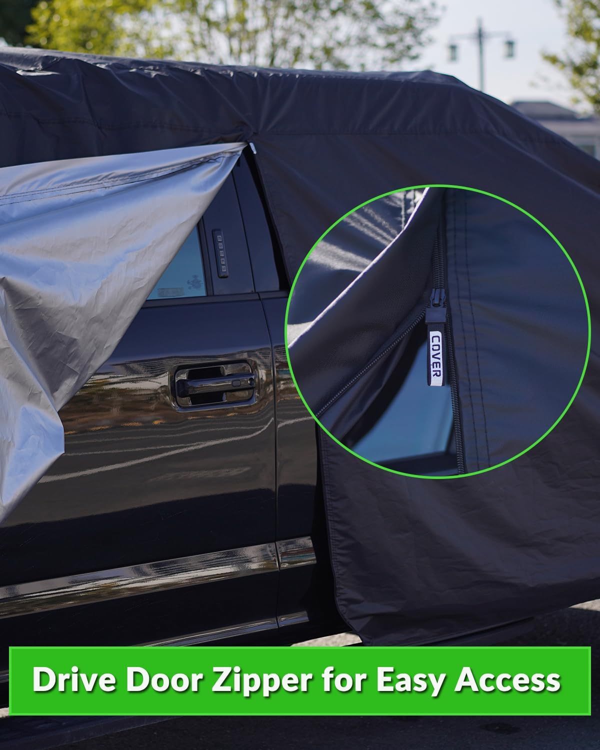 Pickup Truck Cover Waterproof All Weather, Outdoor Indoor Truck Protection Cover for Ford f150 / Chevy Silverado/Dodge Ram 1500, Truck Tarp Cover Black(Length Up to 210 inch)