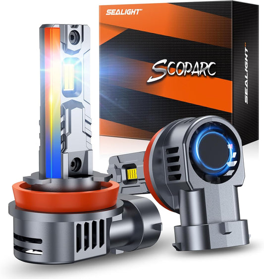 SEALIGHT H11 H8 H9 H16 Bulbs, 1:1 Design 50000LM with 14000RPM Fan Bulbs, 6500K Cool White, Non-polarity, Pack of 2