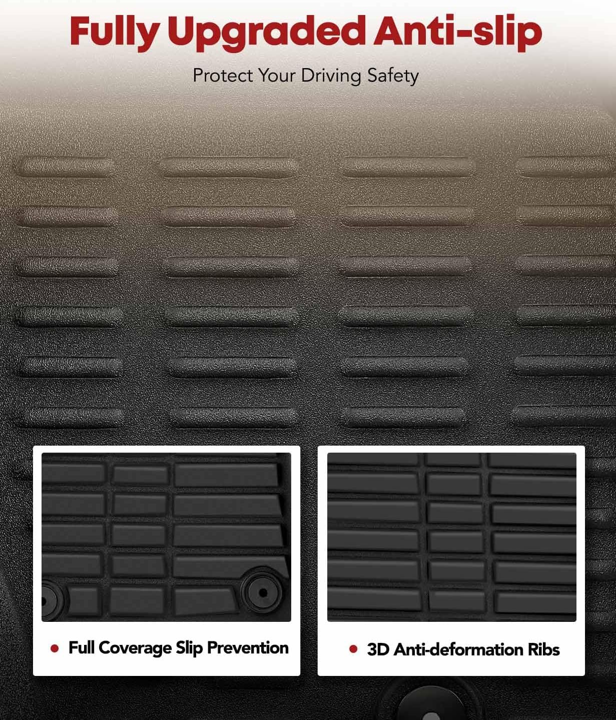 YHTAUTO Floor Mats Fit 2010-2016 Buick Lacrosse, TPE All Weather Car Mats Waterproof Anti-Slip Odorless Floor Liner, Interior Car Accessories Front & 2nd Row Liner