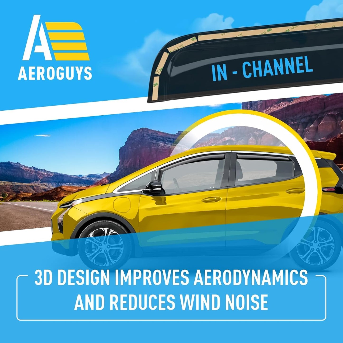 Extra Durable Window Deflectors in-Channel Window Visors Rain Guards Fit for Chevrolet (Chevy) Bolt EV 2017-2023, Sun Visors, Wind Vent for Shades, Exterior Car Accessories - 4pcs. AG0754