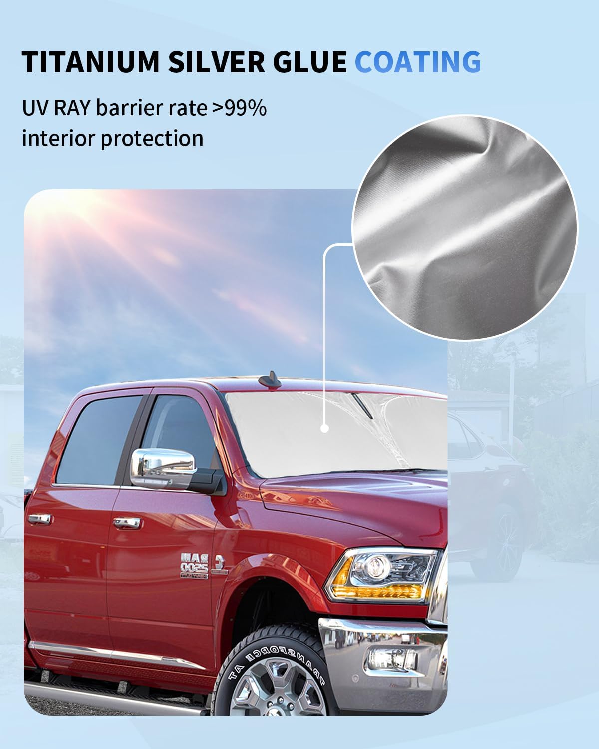 Sun Shade Sunshades for Dodge RAM 2500 3500 Truck Accessories Windshield Cover Front Window Sun Shield Fits RAM 2500 2010-2025 2026 2Dr RegularCab, 4Dr QuadCab, CrewCab, MegaCab Sun Visor Protector
