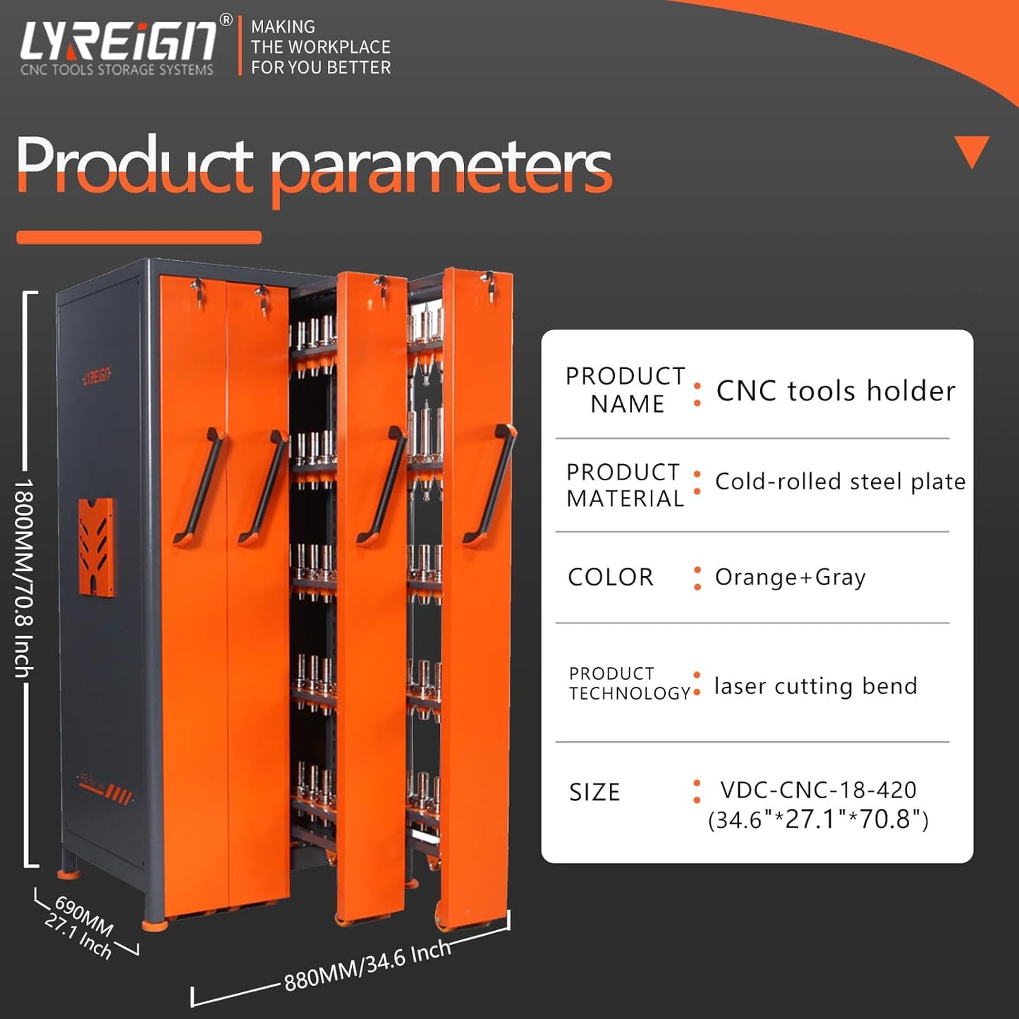 BT50 Vertical Drawer Cabinet, Large Capacity CNC Tool Storage Cabinet, Tool Holder Station for Machining Centers