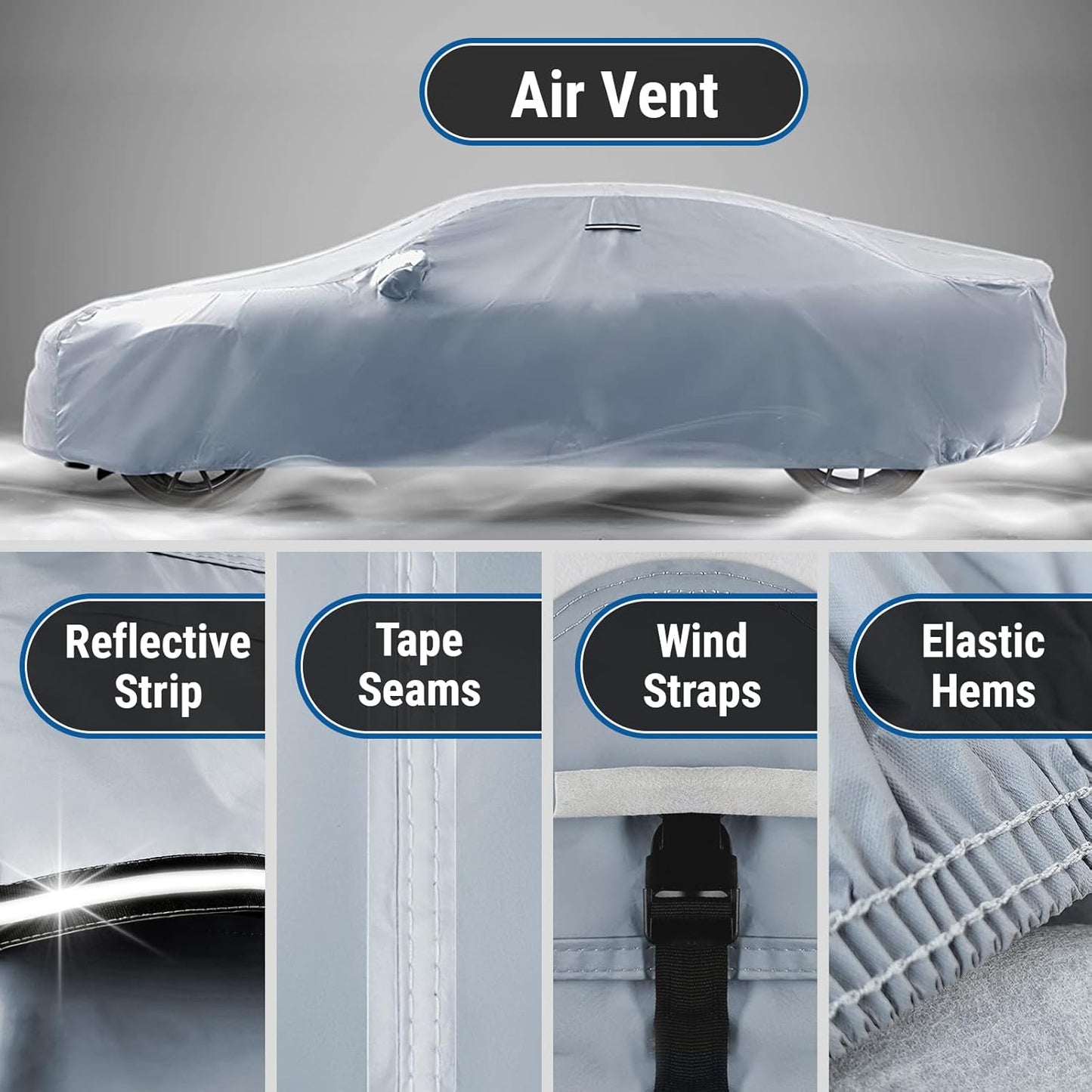 iCarCover Custom Car Cover for Chevy SS (2014-2017) Waterproof All Weather Rain Snow UV Sun Protector Full Exterior Indoor Outdoor Car Cover (Stripe - Gray/Black)