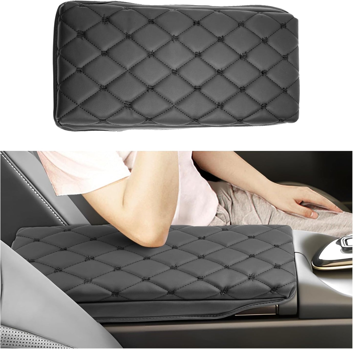 SXCY for 2023 2024 2025 Toyota Crown Signia Armrest Cover Pad for Toyota Crown Signia Accessories 2025 Crown Signia Center Console Cover Cushion 2025 Crown Middle Console Cover (w/Argyle&Black Dots)