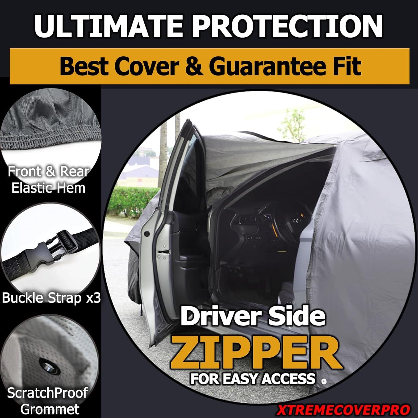 All Weather Waterproof car Cover Good for rain Snow uv Protection dust mid-Size Sedan Altima Accord Prius Impreza Passat Fusion Camry Model 3 Gray