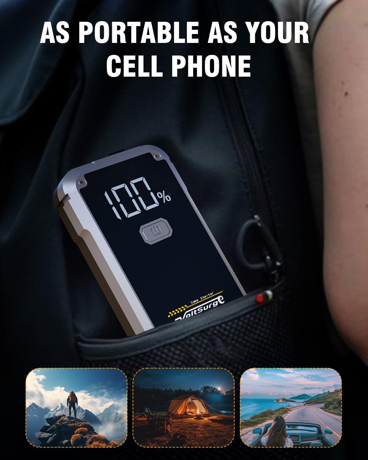 4500A Jump Starter, VoltSurge Jumper Starter Portable for Up to 7.0L Gas & 5.5L Diesel Engines, 12V Car Battery Charger, Jump Box Battery Pack with LCD Display and LED Light