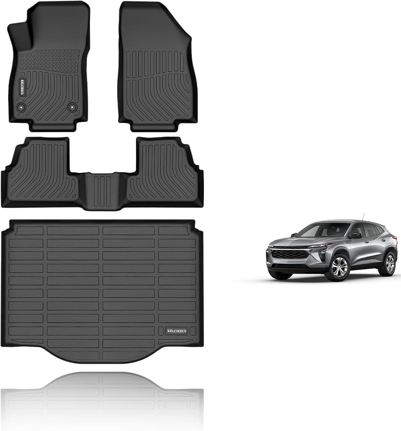 KELCSEECS® Floor Mats & Cargo Liner Custom for Chevrolet/Chevy Trax 2014-2023 & 2013-2023 Buick Encore (Not fit Encore GX) All Weather Protection TPE Floor Liners Full Set Accessories Black