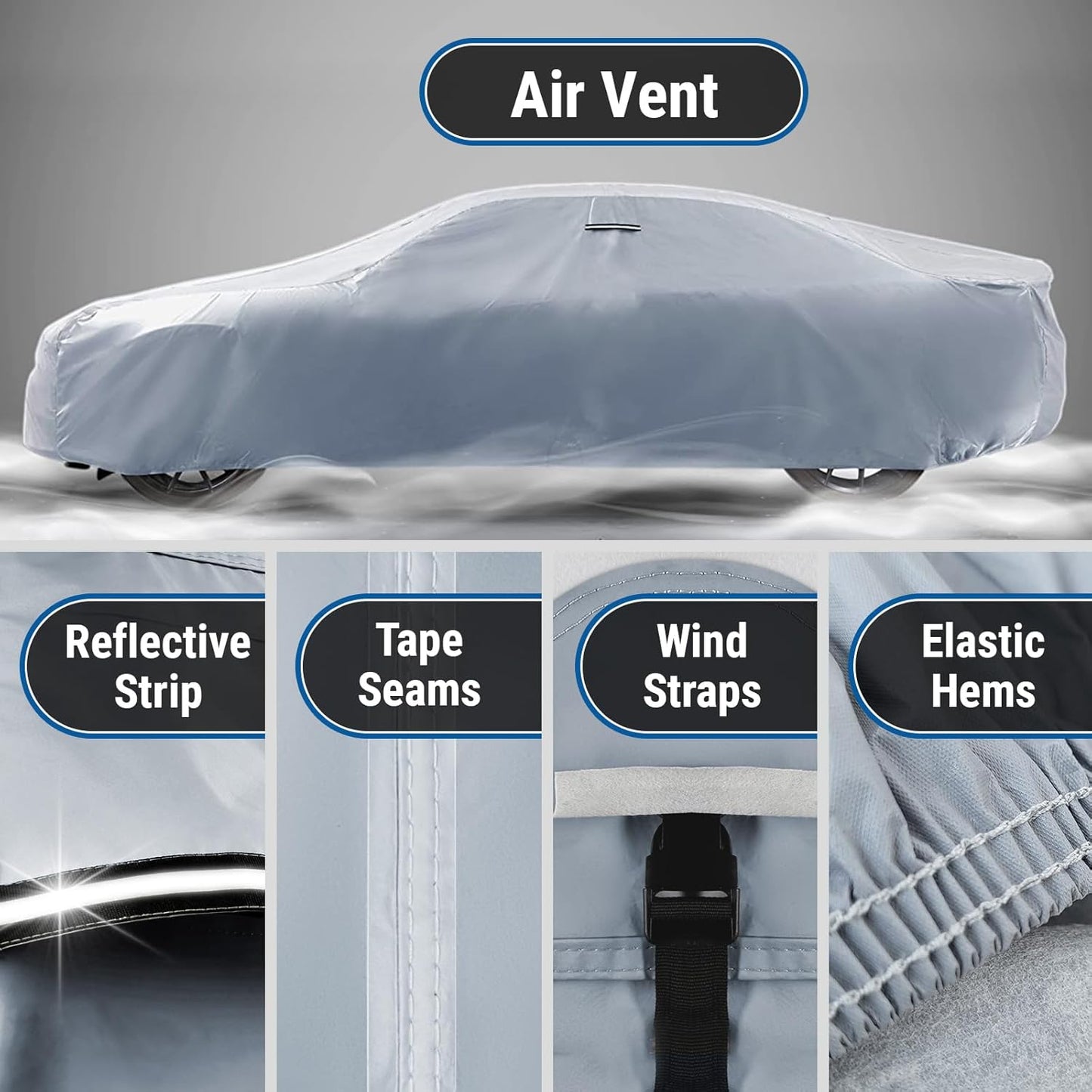 iCarCover Custom Car Cover for Buick Super (1954-1958) Waterproof All-Weather Rain Snow UV Sun Protector Full Exterior Indoor Outdoor Car Cover (Stripe - Gray/Black)