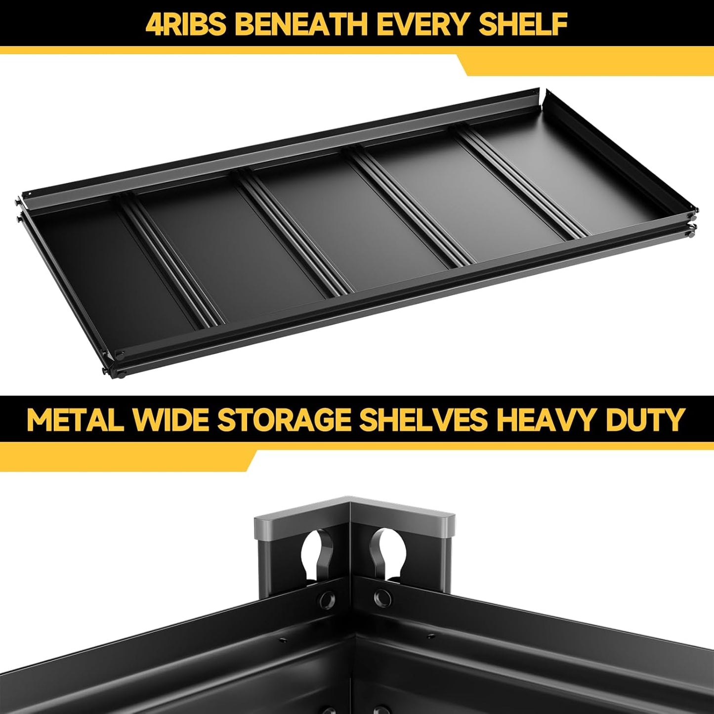 5-Tier 40" W X 20" D X 72" H Storage Shelves 2800LBS Metal Garage Shelving Adjustable Heavy Duty Shelving Basement Industrial Garage Shelf Rack(Black)