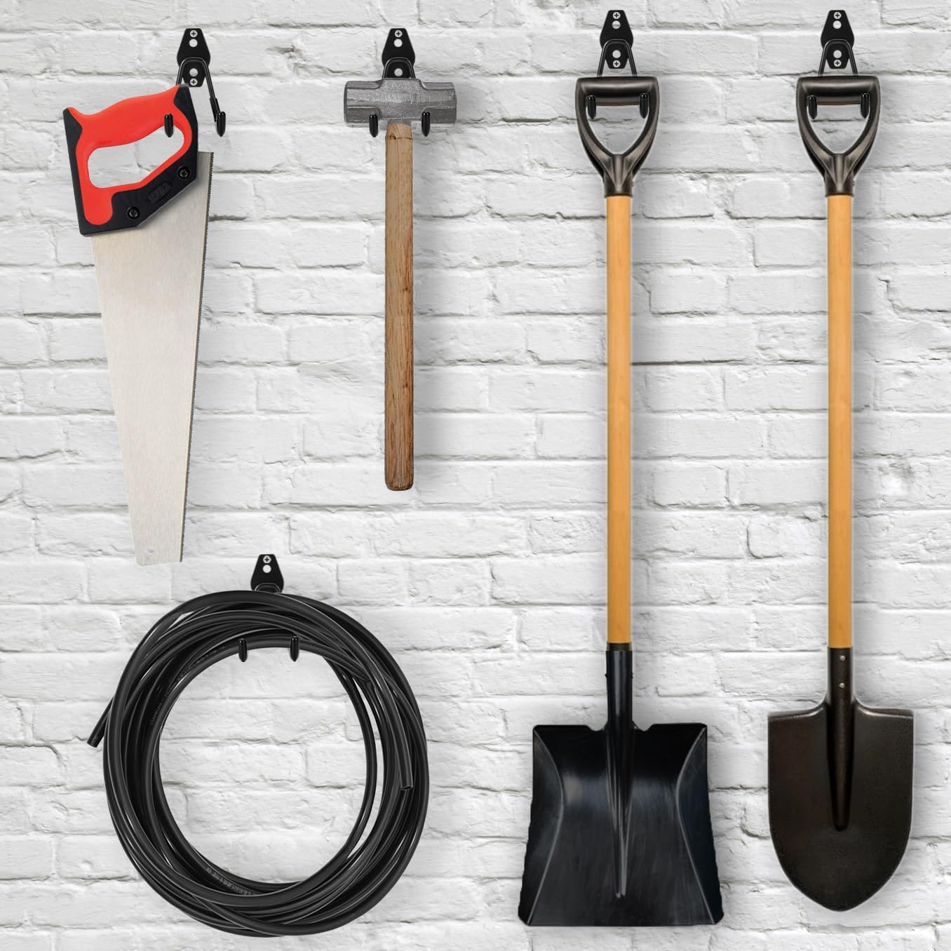 4 Pack Garage Hooks Heavy Duty - Supports 100 lbs, Utility Steel Garage Hanger & Organizer for Organizing Garden Lawn Tools, Ladders, Garden Hose, Digging Shovel, Bikes, Ropes